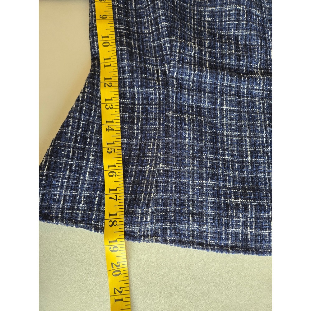 Zara Navy Tweed Off Shoulder Top L Flare Sleeve Office Siren Mod Retro Tailored - Picture 8 of 11
